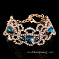 Nuevo diseño diamante de cristal pulsera brazalete de flor ajustable